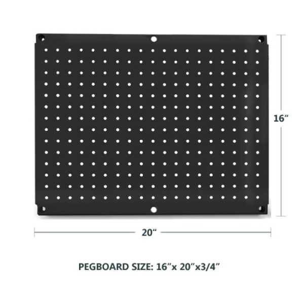 HantekSteel Metal Pegboard 16-Inch Tall x 20-Inch Wide Heavy Duty Wall Organizer for Home Garage Tool Storage 4pcs Black